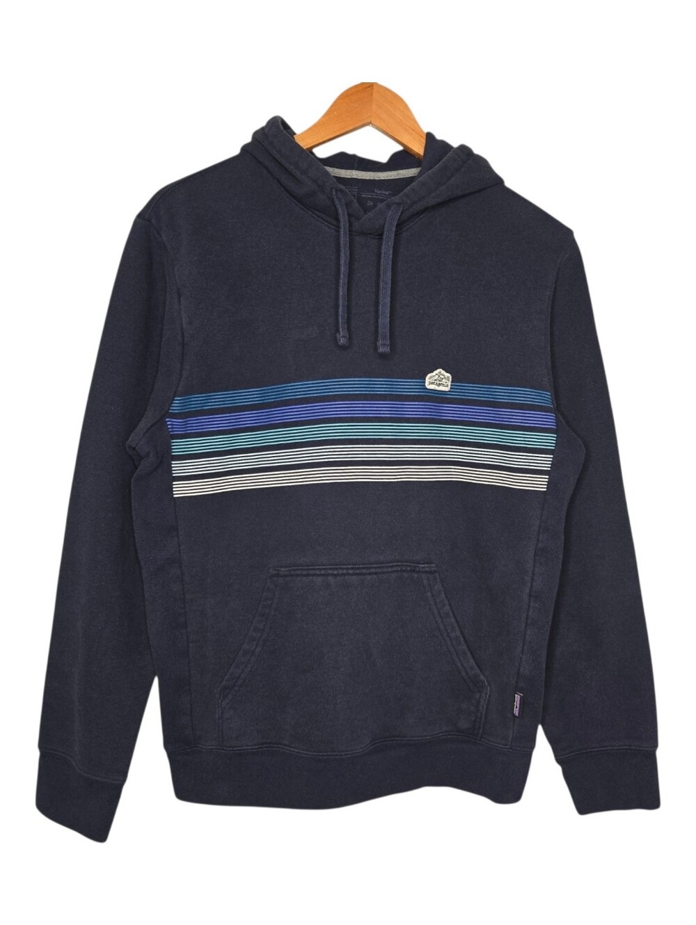 Patagonia Mens Navy Blue Line Logo Ridge Stripe Uprisal Hoodie Sweatshirt Small - Picture 2 of 11